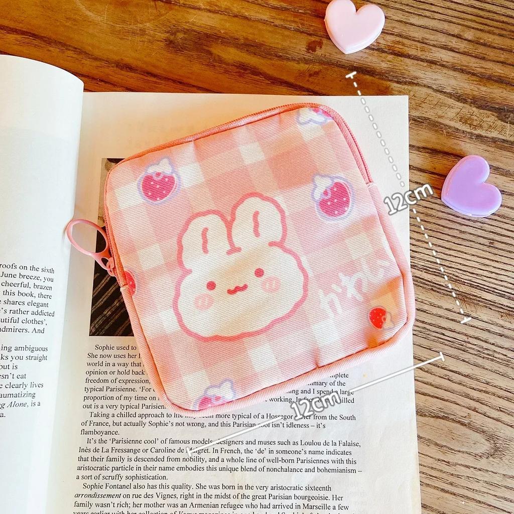 Korean Cute Bear Large Capacity Sanitary Napkin Storage Bags Girls Cartoon Physiological Period Tampon Organiser Bag Mini Bag