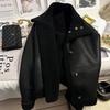 Leather Jacket for Women Winter Thickened Fleece Lining Windbreaker Loose Casual Coat Top