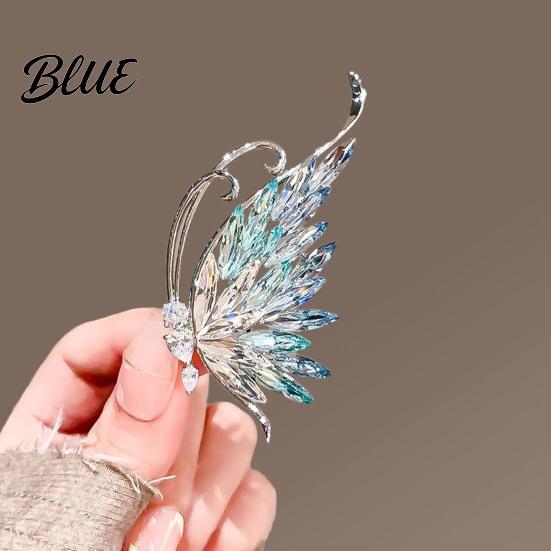 Butterfly Brooch Rhinestone Wing Lapel Pin Sweater Women Cardigan Coat