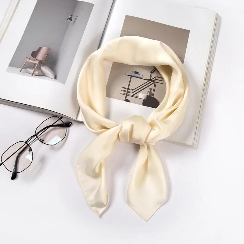 Satin Scarf Women 70cm Solid Color Smooth Surface Head Scarves Square Fashion Neck Accessories For Ladies Bag Scarf Wholesale
