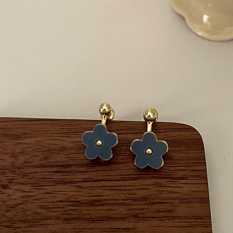 

Серьги-клипсы в стиле Мори с голубыми цветами для женщин - Не требуют пирсинга