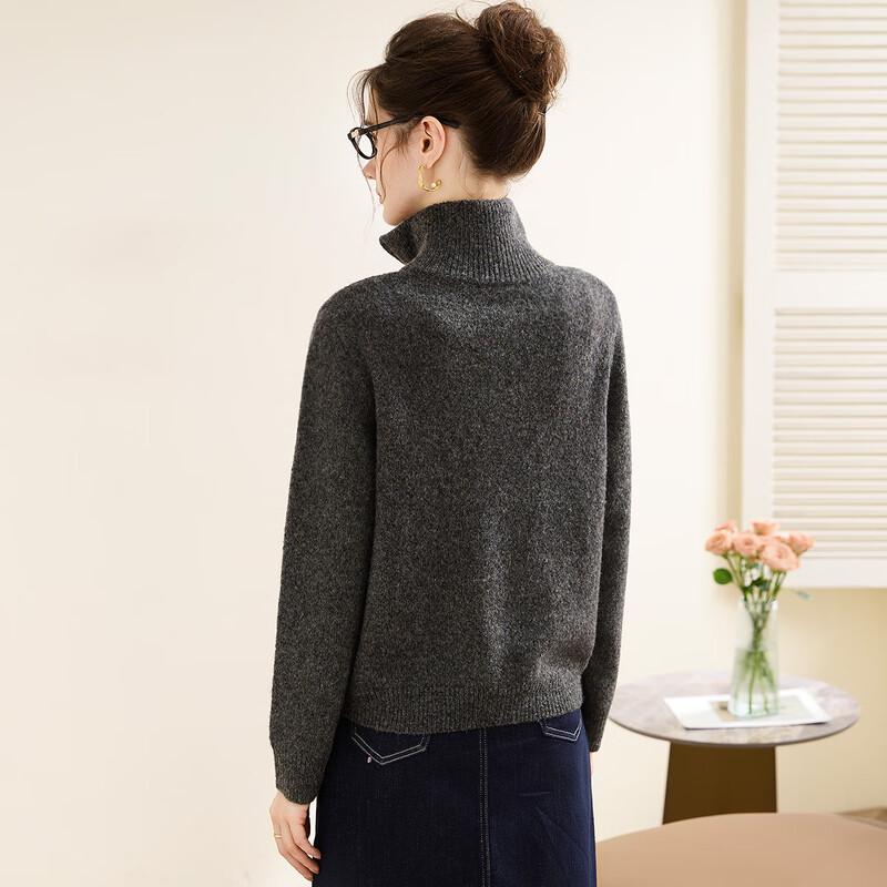 TUHUANG Women's Pure Wool Thick Knit Cardigan