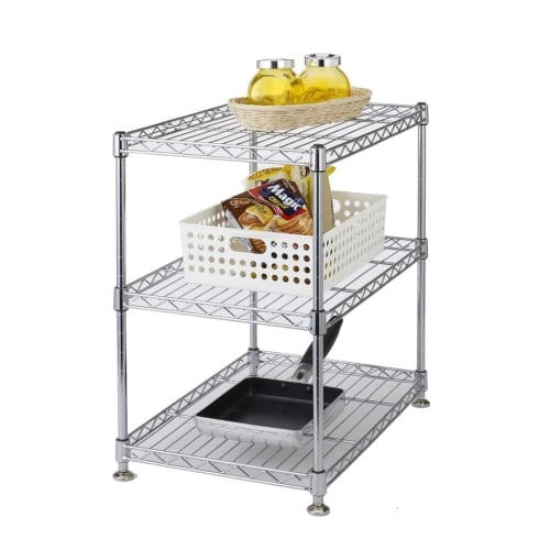 Doshisha Luminous Super Light 3-Tier Spice Rack for Under-Sink Storage, 45.5cm Wide x 30.5cm Deep x 46.5cm High, Adjustable Shelves, 30kg Load Capacit