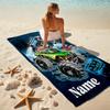 Personalized Monster Truck Adventure Night Beach Towel Microfiber Beach Towel Thin Absorbent for Beach Swimming Yoga Bath Sports. 0910338
