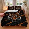 3pcs Orange Stripes Tiger Quilt Set Cartoon Themed Bed Quilt Set Lovely Character Bedroom Decor Bed Quilt Set Four Seasons (1 Cover + 2Pillowcase