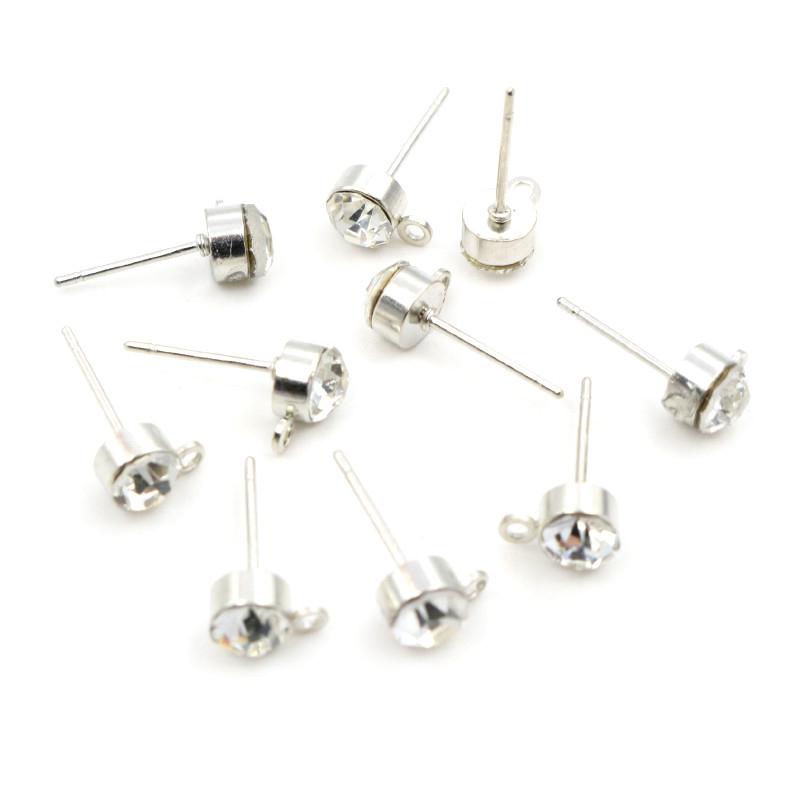 50pcs 4mm 5mm 6mm Rhinestone Pin Stud Earring Findings Basic Pins Stoppers Connector For DIY Jewelry Making Accessories Supplies