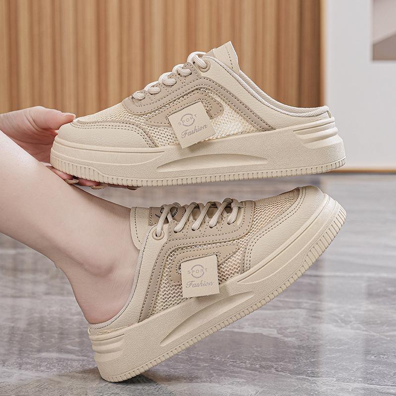 

Summer new ins trendy half tray heightening mesh breathable student board shoes casual shoes CY 35 хаки
