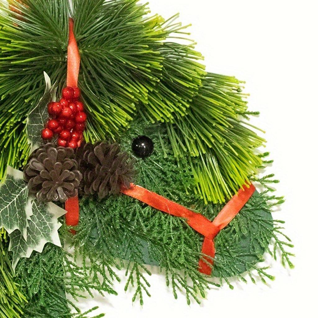 Weihnachtskranz für Haustür Wiederverwendbar Festlicher Pferdekopf Weihnachtskranz Dekoration für Innen Außen Fenster Kaminsims Restaurant