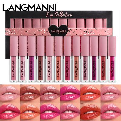 12pcs Lip Gloss Set Lip Gloss Lipstick Shiny Lip Gloss Gift Box Suit for Women Durable Waterproof Not Easy To Fall Off Makeup