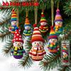 Christmas tree pendants Snowmen wooden 2D, set 8 pcs, New Year decor