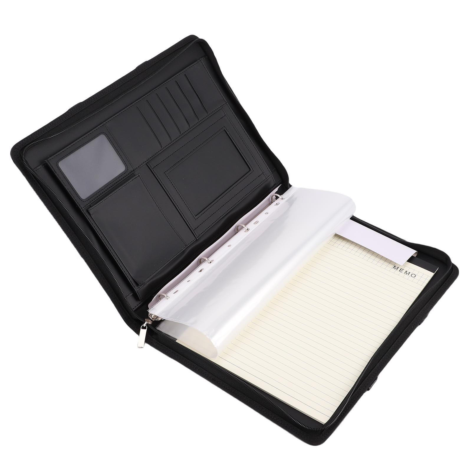 Портфолио из ПУ кожи на молнии, 10 карманов для файлов, блокнот на 30 листов, папка на 4 кольцах формата А4, органайзер для документов 10,1 дюйма