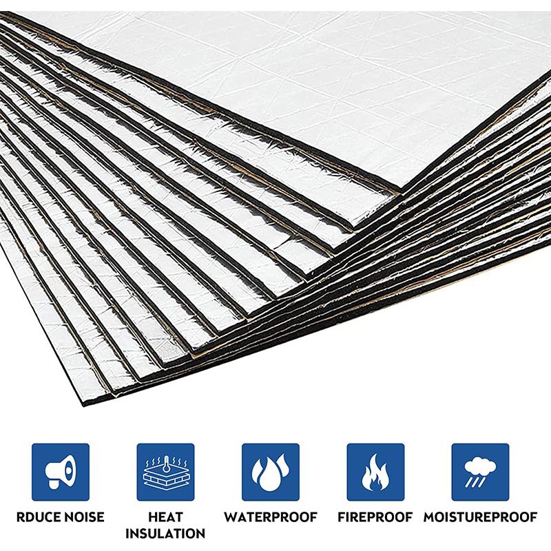 5/1Pcs Noise Insulation Mat For Cars Aluminum Foil Foam 25x18cm Anti Heat Waterproof Sound Deadener Mat For Car Engine Hood Door