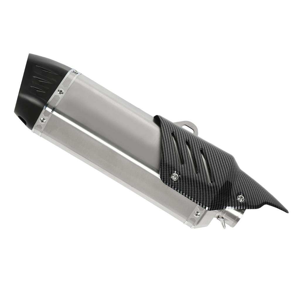 Motorcycle Exhaust Tip 304 Stainless Steel Carbon Fiber Cover Universal for 38‑51mm DiameterSilver