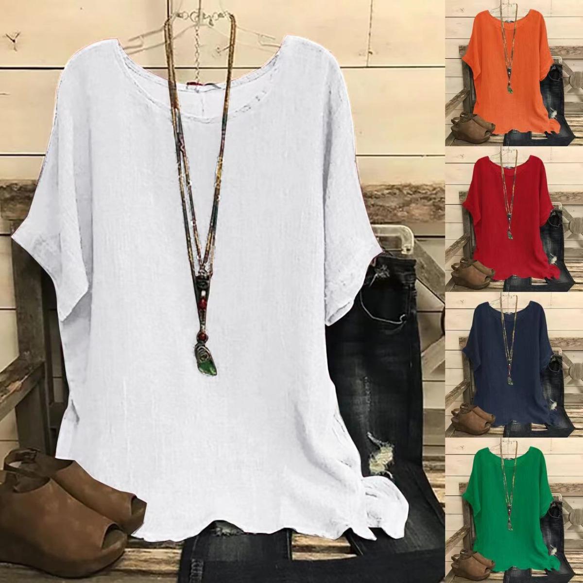 

Ladies , Casual, Bat Sleeve Top, Round Neck, Short Sleeved Shirt S помаранчевий