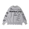 European and American Men's and Women's Round Neck Knitted Y2K Loose Retro Damaged Design High Street Sweater