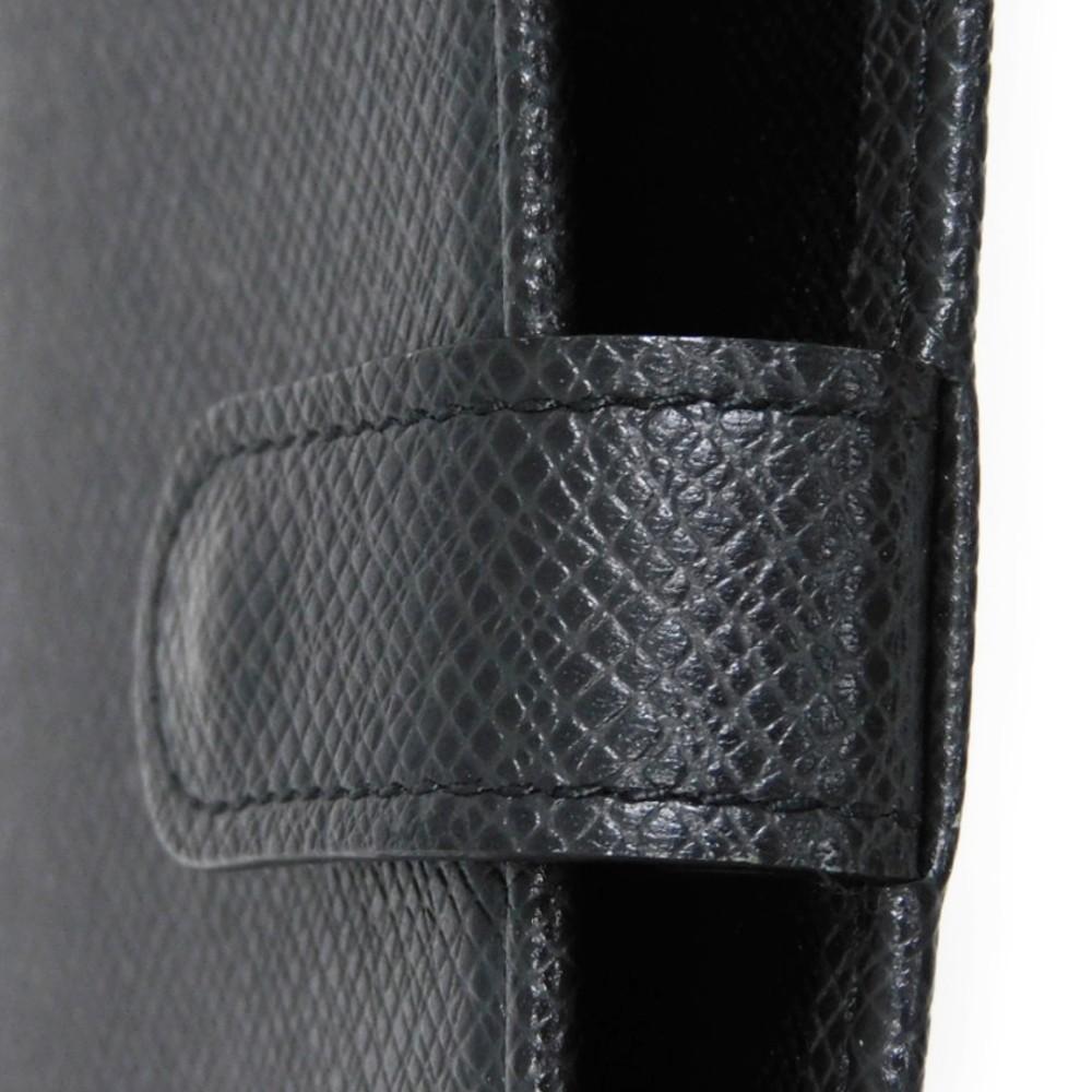 Used 12564 Agenda PM R20426 8001 LV Logo Charcoal Gray Diary with 6-hole Vuitton Card Case Taiga Ardoise Men's from