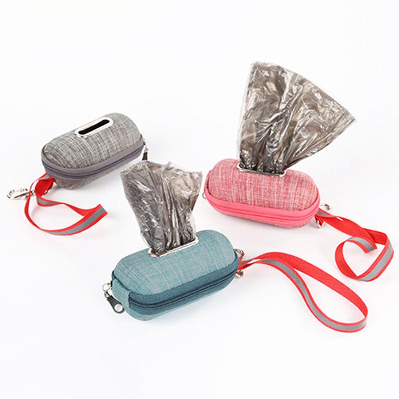 Portable Outdoor Pet Dog Poop Bag Dispenser Pick-Up Waste Holder Pouch with Rope Cleaning Waste Garbage Box