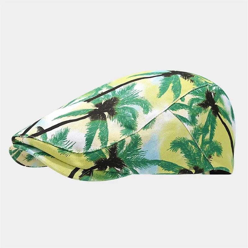 

LDSLYJR Four Seasons Cotton Print Newsboy Caps Men Flat Peaked Cap Women Painter Beret Hats 108 56-60cm wear