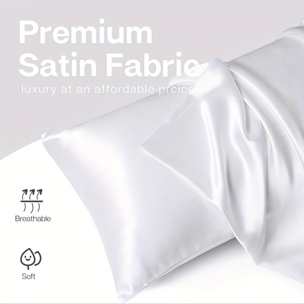 2pc Polyester Pillowcase For Skin And Hair Satin PillowCases Soft Breathable Smooth Cooling Pillow Covers For Sleeping.