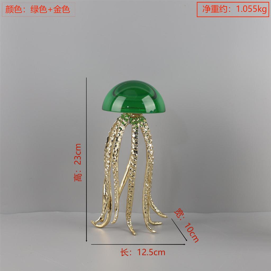 Modern Minimalist Crystal Jellyfish Ornaments Metal Ocean Art Living Room Bedroom Hotel Home Accessories Table Decoration