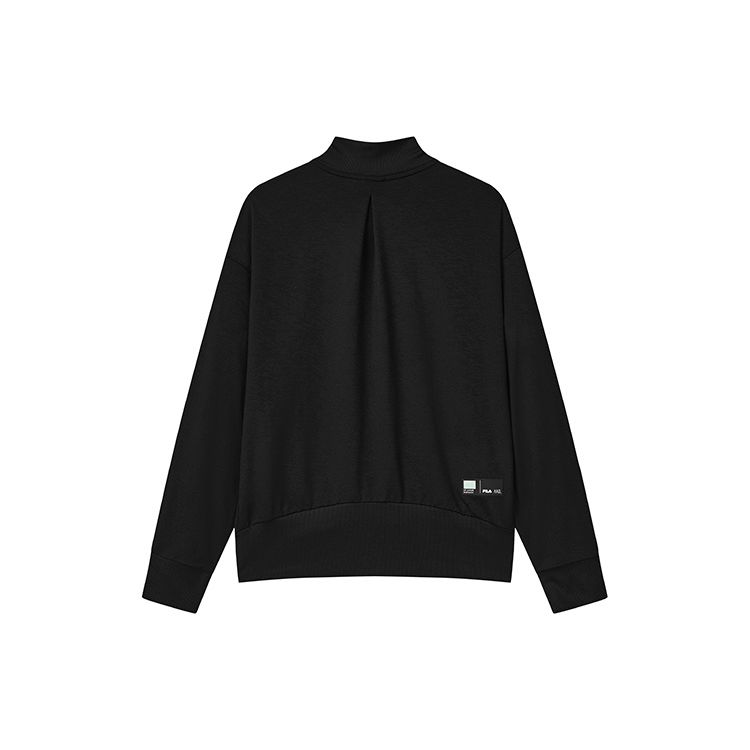 FILA SS22 Athletics Solid Color Zip Collar Letter Sports Knit Long Sleeve Jacket Women jackets Deep-Black A11W221508FBK