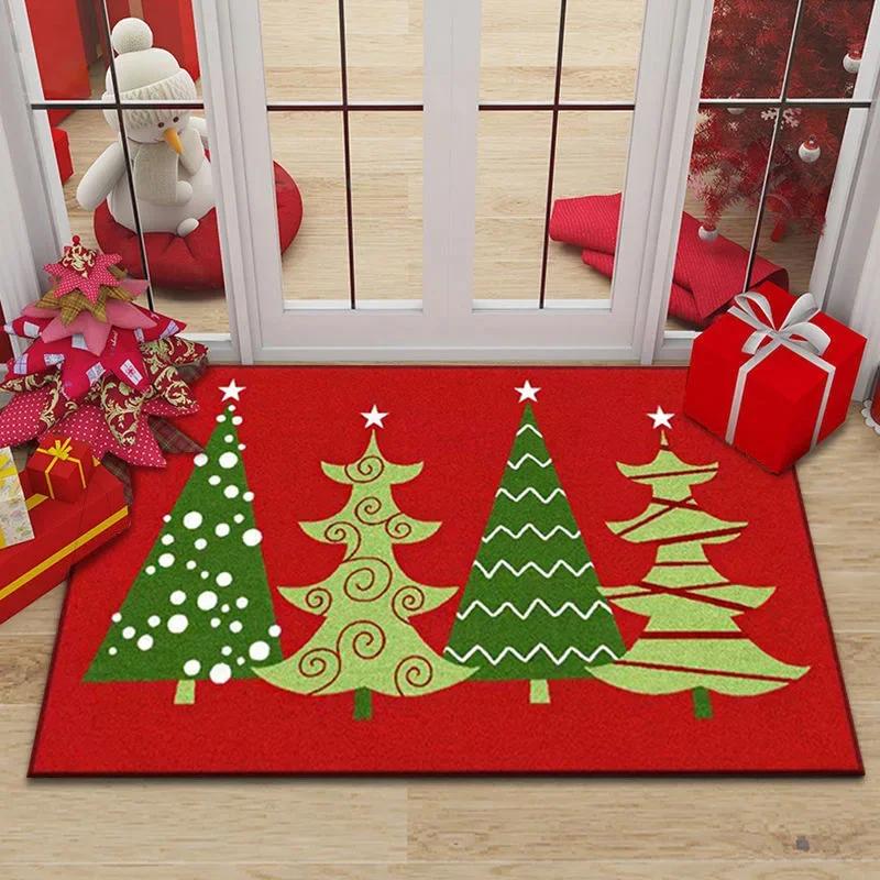 Merry Christmas Santa Claus Home Entrance Decoration Carpet Door Mat Non-Slip Hallway Bedroom Bathroom Mat Living Room Rugs