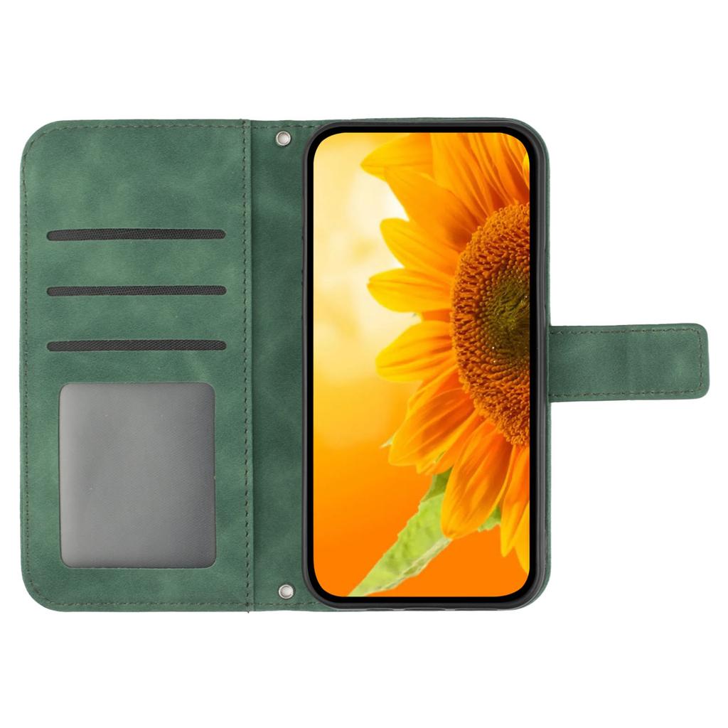 For Oppo A5 5G Case Sunflower Imprint Leather Wallet Phone Cover with Wrist Strap