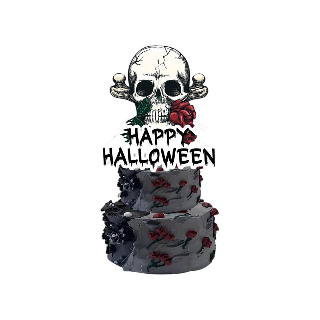 Halloween Black Skeleton Rose Decorations Disposable Supplies Tableware Halloween Party Decorations