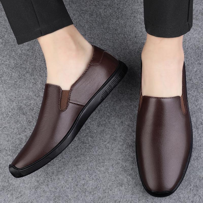 Fashion Breathable Outdoor Slip on Casual Shoes for Male Work Office Driving Sneakers Mens Leather Loafers Non Slip Walking Flats