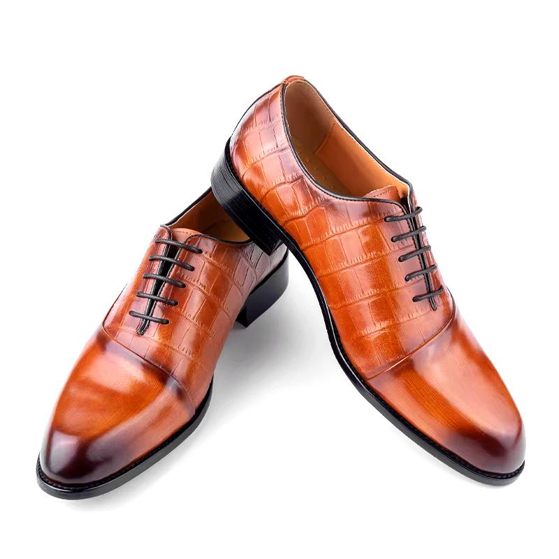 

Fashion Men s Formal Dress Leather Shoes Handcrafted Factory custom high-grade unique design real cowhide shoes Casual Business Shoes 39 коричневый