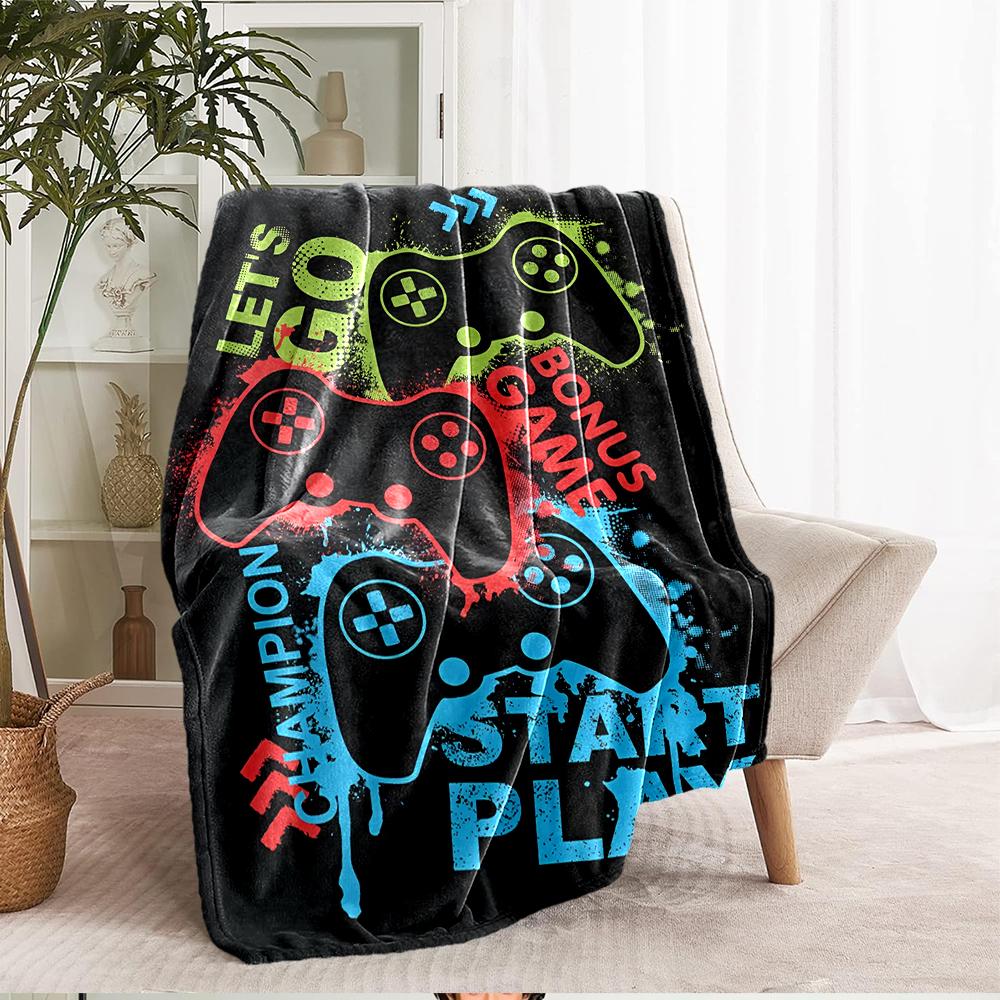 Game Controller Theme Printed Blanket - Perfect for Couch, Bed, Travel & Outdoor Use | Machine Washable, Cozy & Durable.