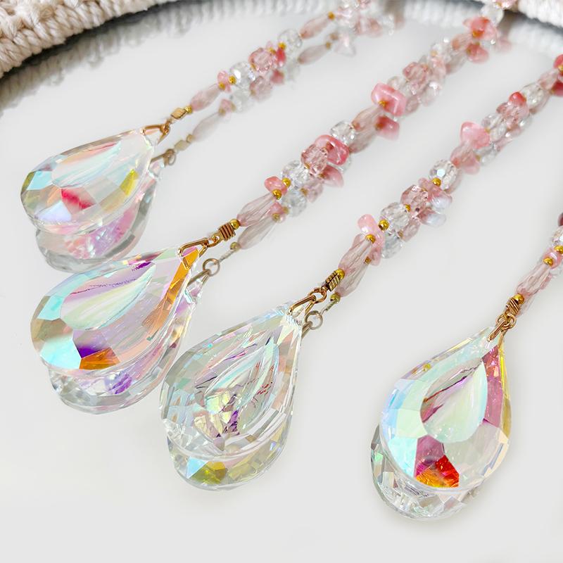 Elegant Natural Crystal Stone Sun Catcher Wind Chimes Bohemian Handmade Bedroom Hanging Ornaments Wall Decor Home Accessories