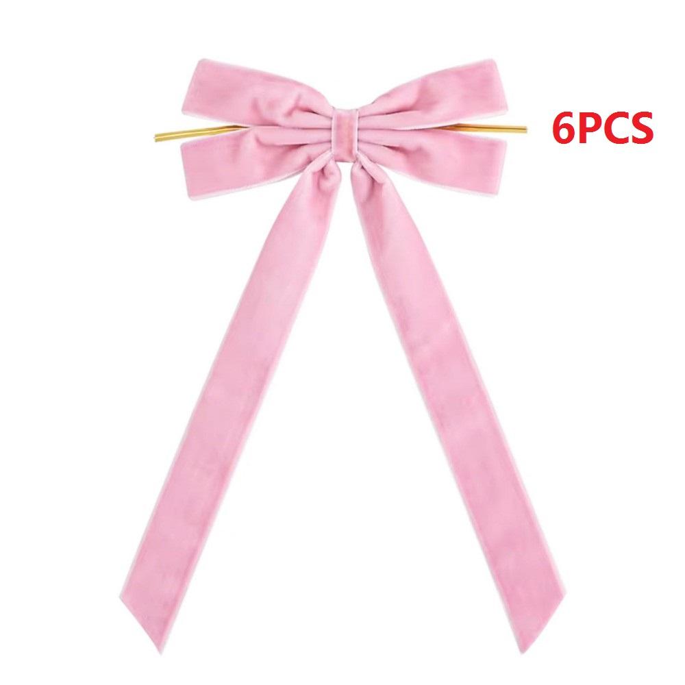 6PCS Velvet Christmas Bows Christmas Tree DIY Hanging Ornaments Ribbon Bow Gift Wrapping Bows Chrismtas Party Gifts