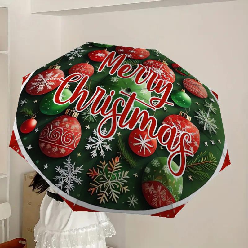1pc Christmas ornaments background Umbrella with Plastic Handle,Suitable for All Seasons Home Travel Outdoor UmbrellaDD249