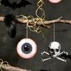 Halloween Hanging Decor 6Pcs Wooden Decoration, Ghost Pumpkin Eyeball Pendant Ornament with Rope, Spooky Holiday Party Decorations