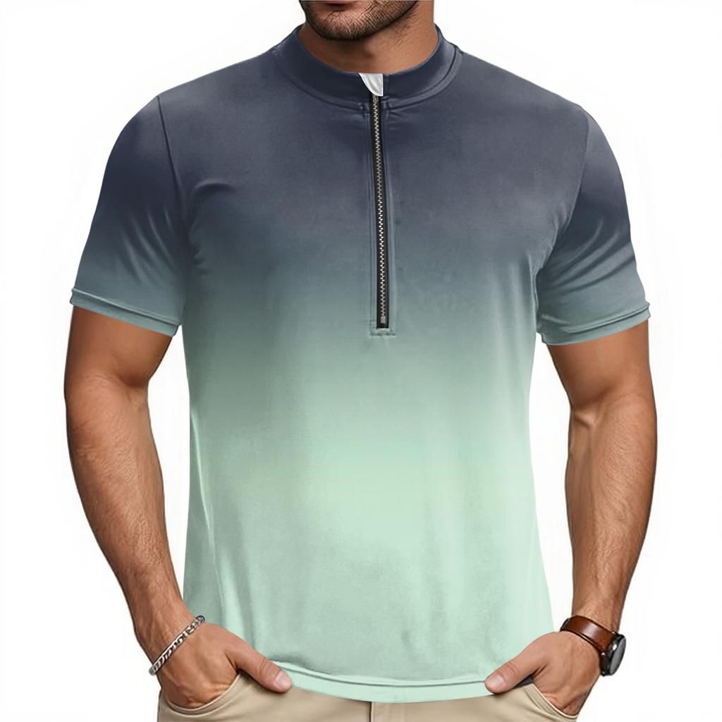 Herren Kurzarm Fahrradtrikot Atmungsaktiv Schnelltrocknendes Material Halber Reißverschluss Leichte Sportbekleidung für Outdoor-Sportarten