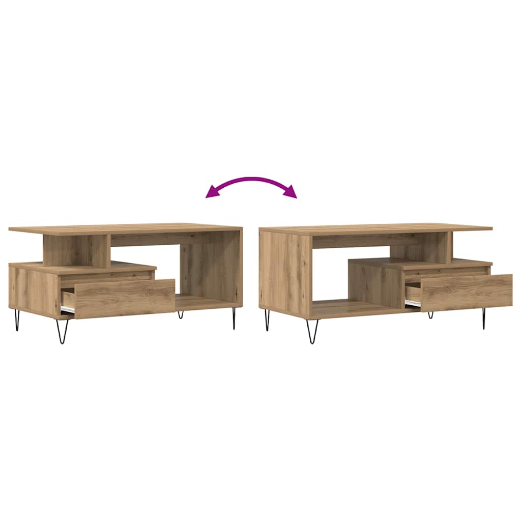 Coffee Table Artisan Oak 90x49x45 cm Wood Based Material
