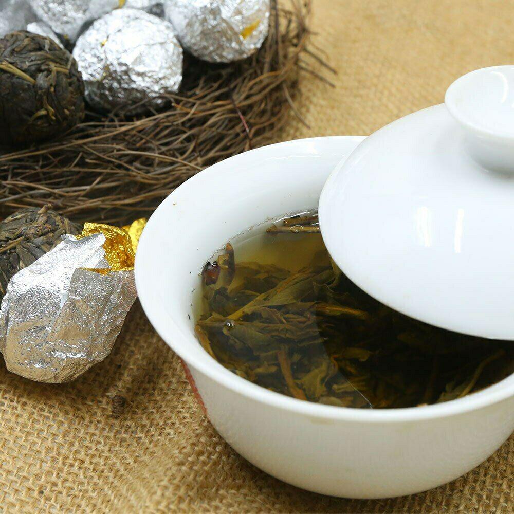Shen Puer 2017 Hand Made Dragon Ball Yiwu Old Tree Materials Raw Puerh Mini Tea