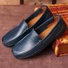 Fashion Genuine Leather Shoes Men Loafers Flat Casual Driving Shoes Brand Male Footwear Black Yellow Blue Soft