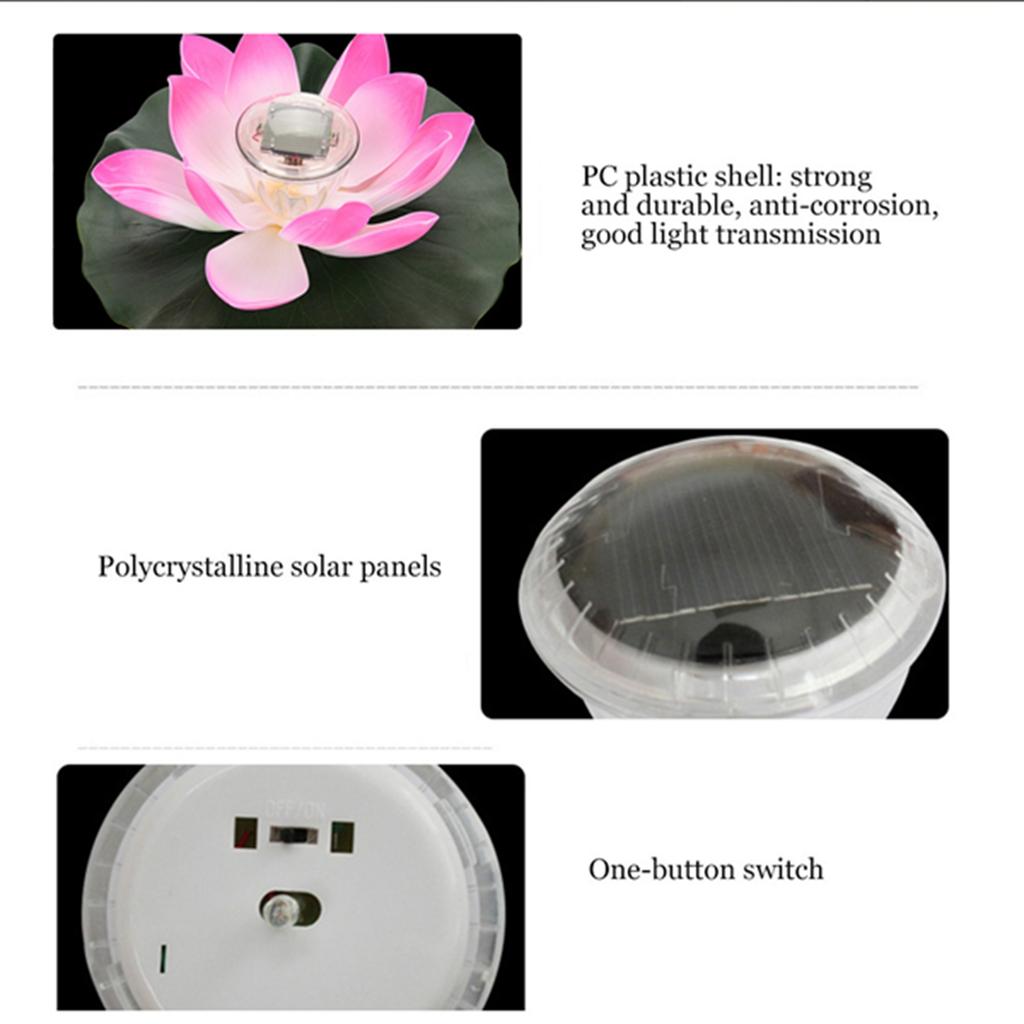 Solar Power LED Color Changing Flower Light Floating Flower Lamp Garden Pool Pond Light