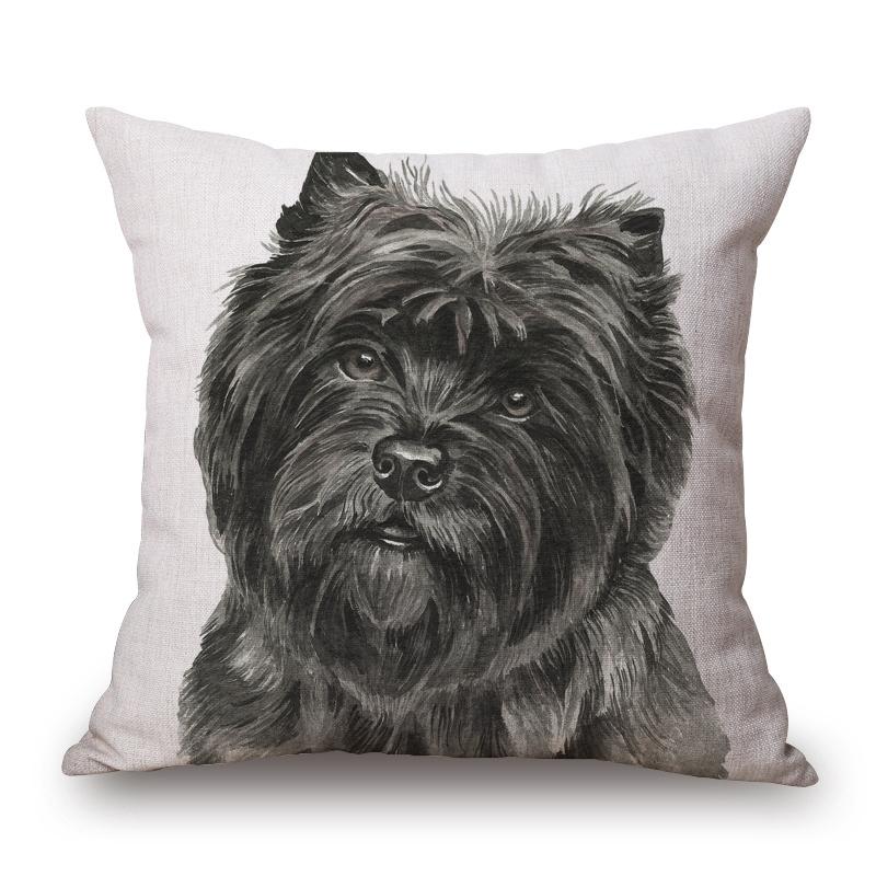 Hand Painting Dog Posters Cushion Cover Greyhound Bull Terrier Labrador Animals Portrait Pillowcase Decorative Pillows For Sofa