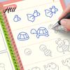 Kids Writing Practice 4Pcs Grooved Book with Pens Refills Pencil Gripper Reusable Handwriting Workbooks Alphabet Tracing Learning Children Workbook