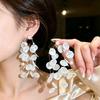 Women Vacation Style Pearl Shell Tassel Earrings Super Fairy Long Niche Jewelry For Beach Travel Street Shooting