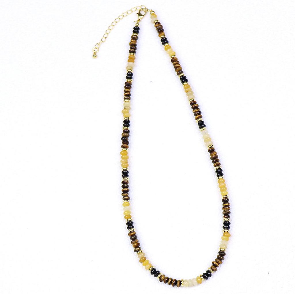 Chinese Retro Tiger Eye Beaded Autumn Clavicle Necklace Choker for Women