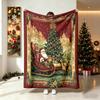 230g Flannel Fleece Blanket Christmas Santa Claus Tree Pattern Soft Warm Cozy Winter Holiday Blanket for Home