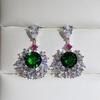 Luxury Female Green White Zircon Stone Drop Dangle Earrings Cute Silver Color Party Jewelry For Women