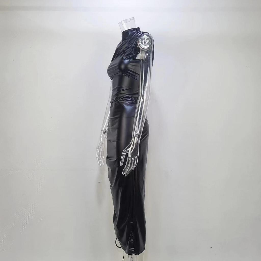 Women's Summer Collar Sleeveless Mid-Length Drawstring Dresses