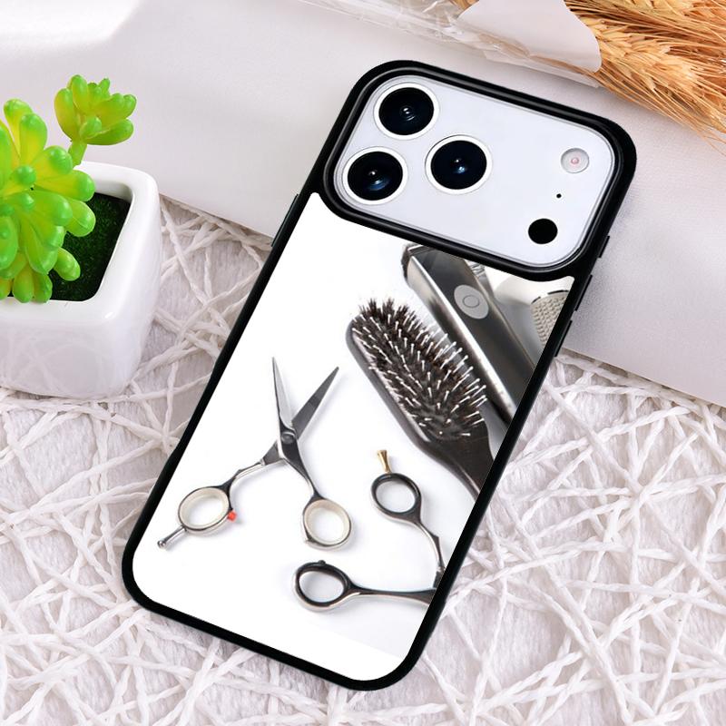 Hair Stylist Scissors Brush Switch Phone Case for iPhone 17 Air 16 15 11 12 14 13 Pro Max Shockproof Cover