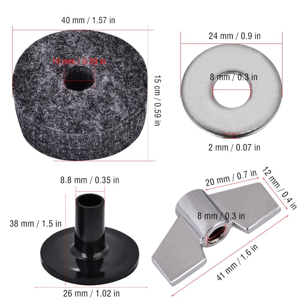 Black + Silver+Grey Cymbal Replacement Parts Felt + Plastic+Metal Hi-Hat Clutch Felt For Drum Set