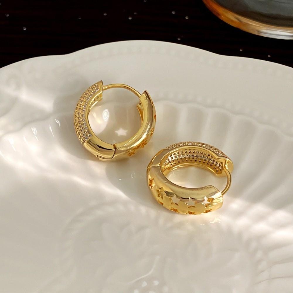 Light Luxury Crystal Circle Earrings Temperament Women Sparkling Earrings  For Women